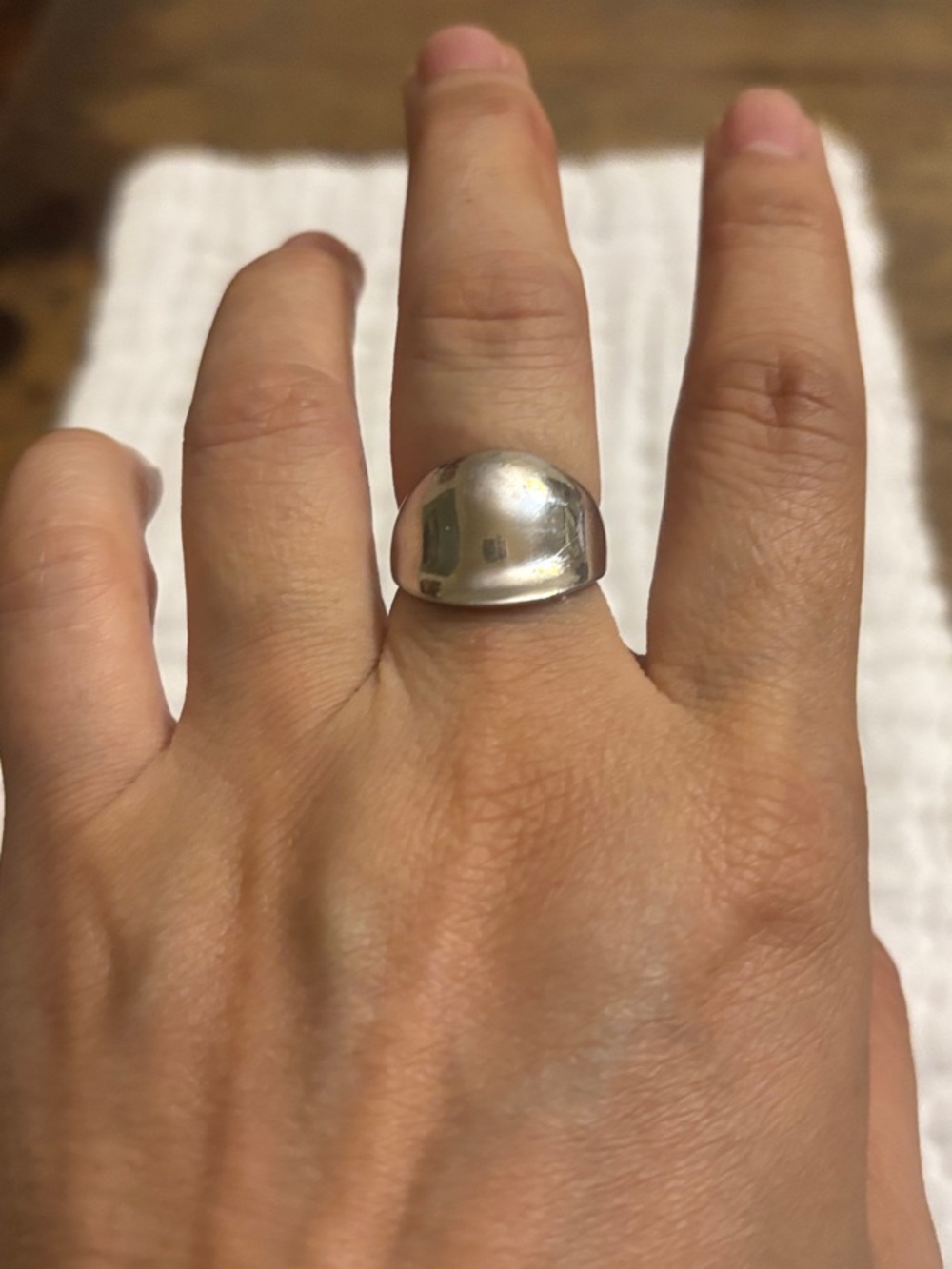Sterling Silver Dome Signet Ring - Polished Silver